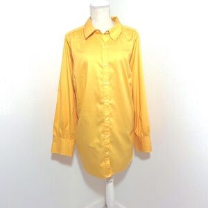 Avenue Preppy Yellow Button-Up Shirt plus size 22-24 Long Sleeve